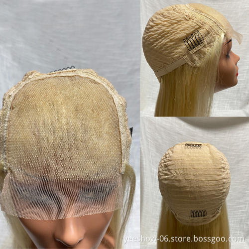 2021 100% raw human hair  virgin silky straight  613  blonde  lace front  wig